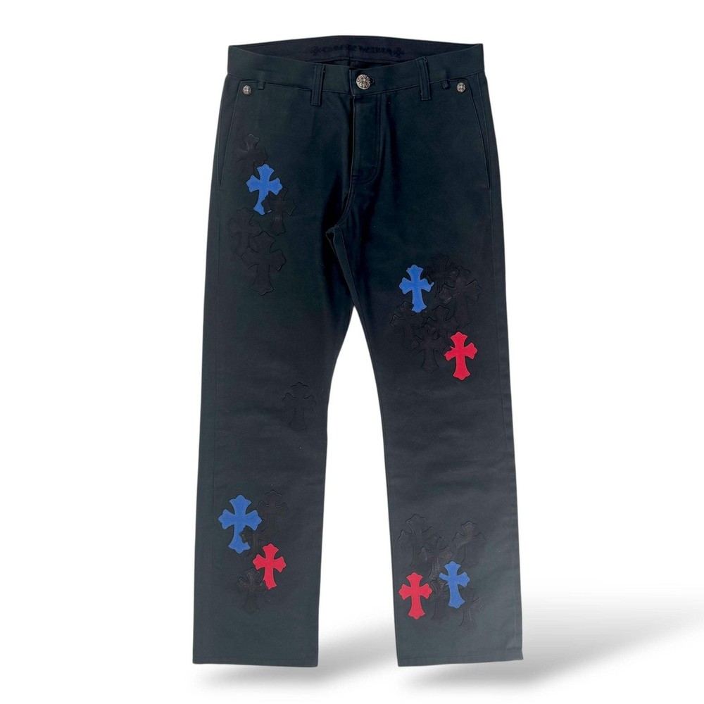 Chrome Hearts Black Chino Red Black Blue Patches Lightly Worn