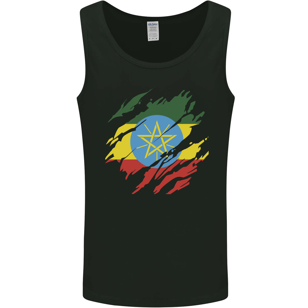 Torn Ethiopia Flag Ethiopian Day Football Mens Vest Tank Top