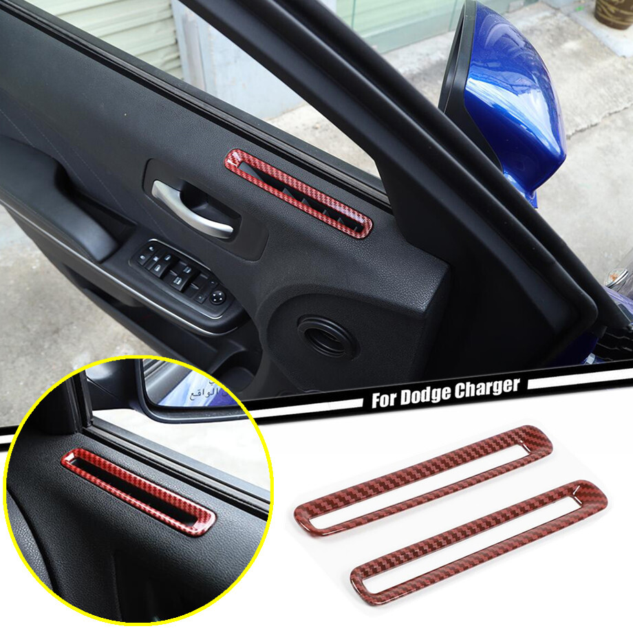 Red Carbon 2P Inner Door Air Vent Trim for Dodge Charger 2011-2023
