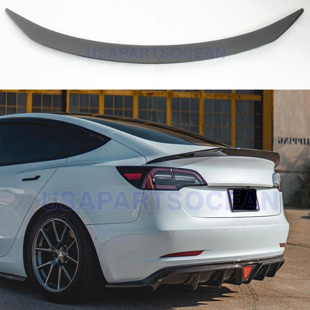 2017-2025 Tesla Model 3 Carbon Fiber Rear Trunk Spoiler Lip Wing
