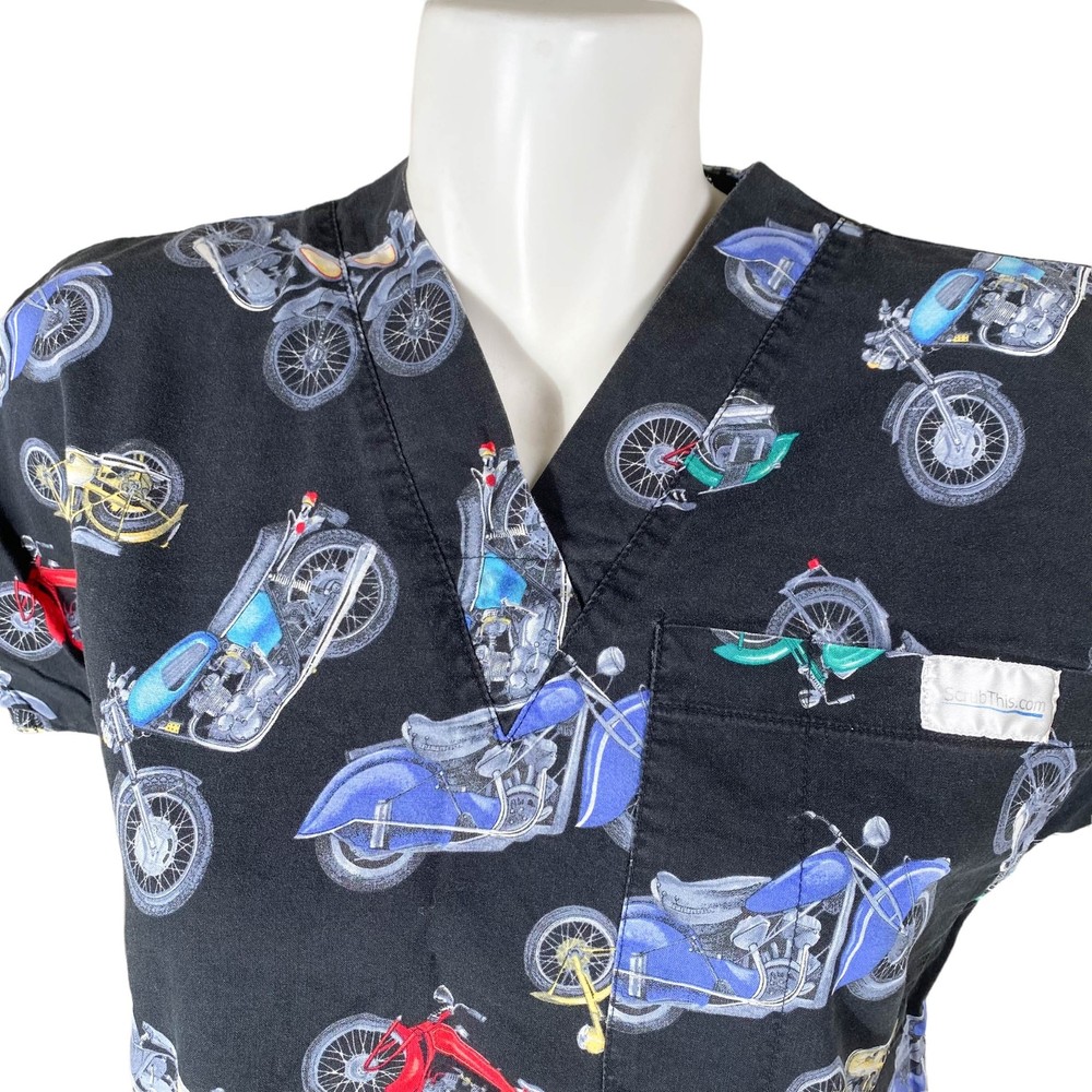 Scrub This Classic Motorcycles XS Black Scrub Top