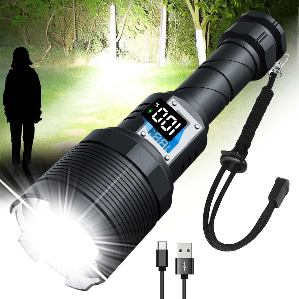 Super Bright 30W LED Rechargeable Flashlight with MAX 200000 Lumens