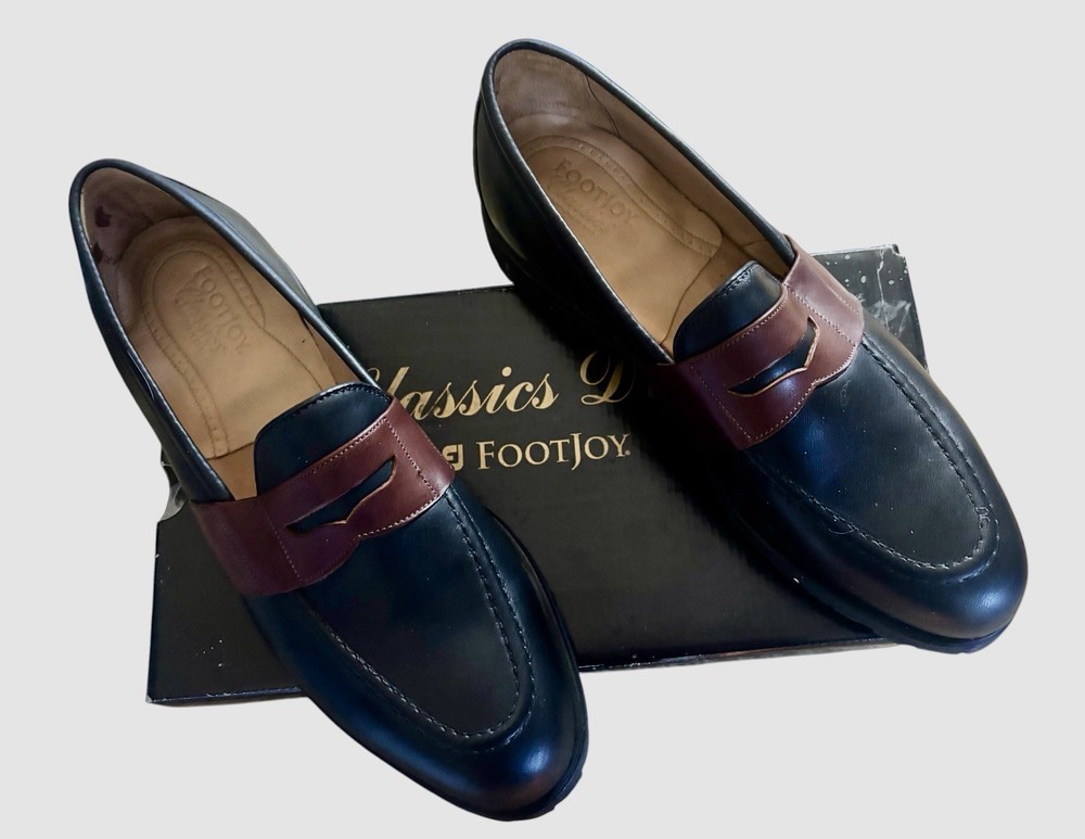 NWT FOOTJOY LEATHER 78867 Golf Shoes Casual Walkers 10.5 E  Black Brown In Box