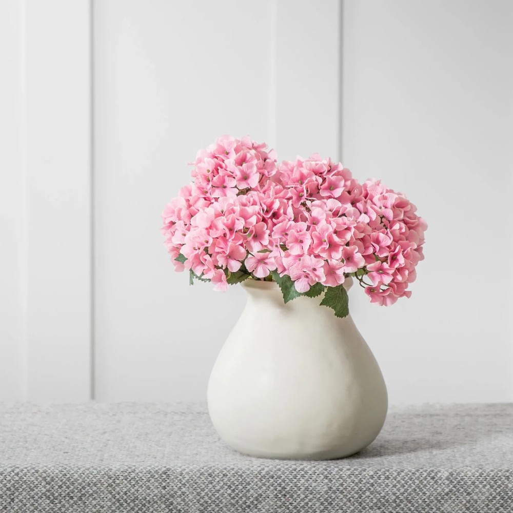 3 Pink Hydrangea Stems faux flowers 31cm Home Garden