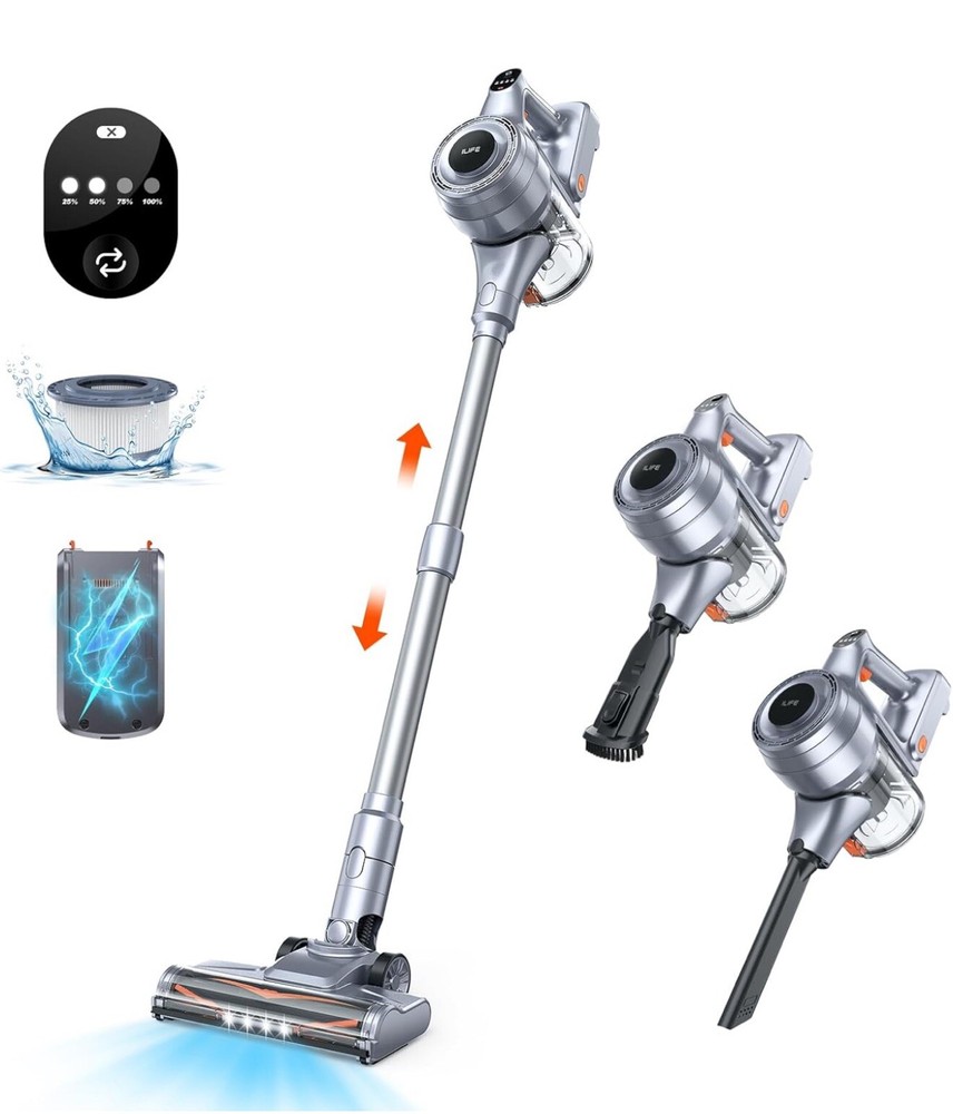 ILIFE H80 Cordless Vacuum Cleaner, Self-Standing Lightweight Stick Vacuum
