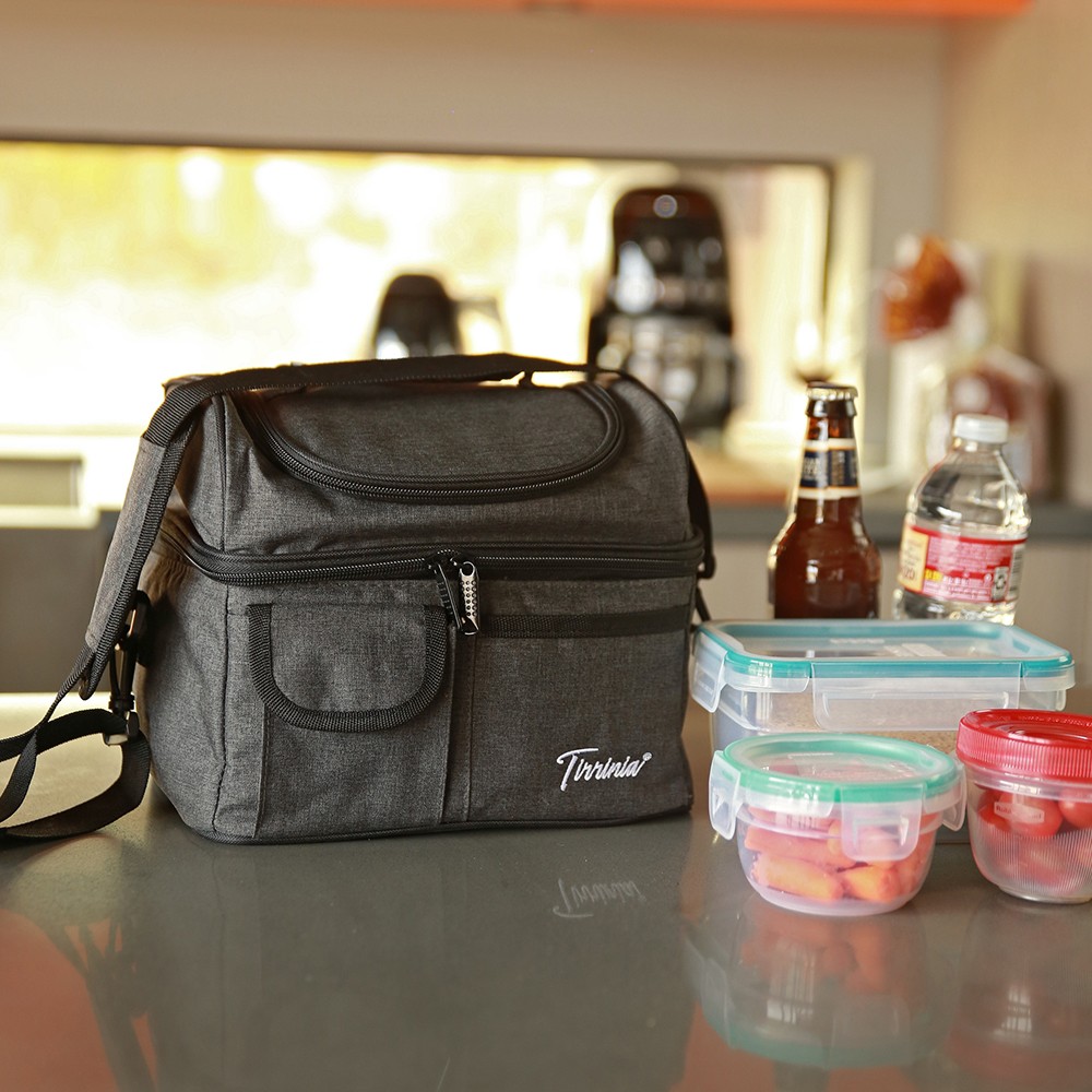 Insulated Lunch Bag for Adults Cooler Tote in Charcoal for Men & Women