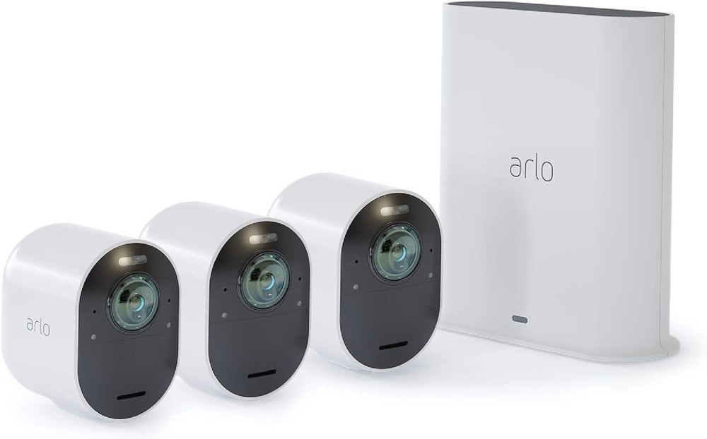 Arlo VMS5340 Ultra 4K UHD WiFi Security Camera System with 3 Cameras for Indoor Outdoor Use featuring Night Vision and Built-in Siren
