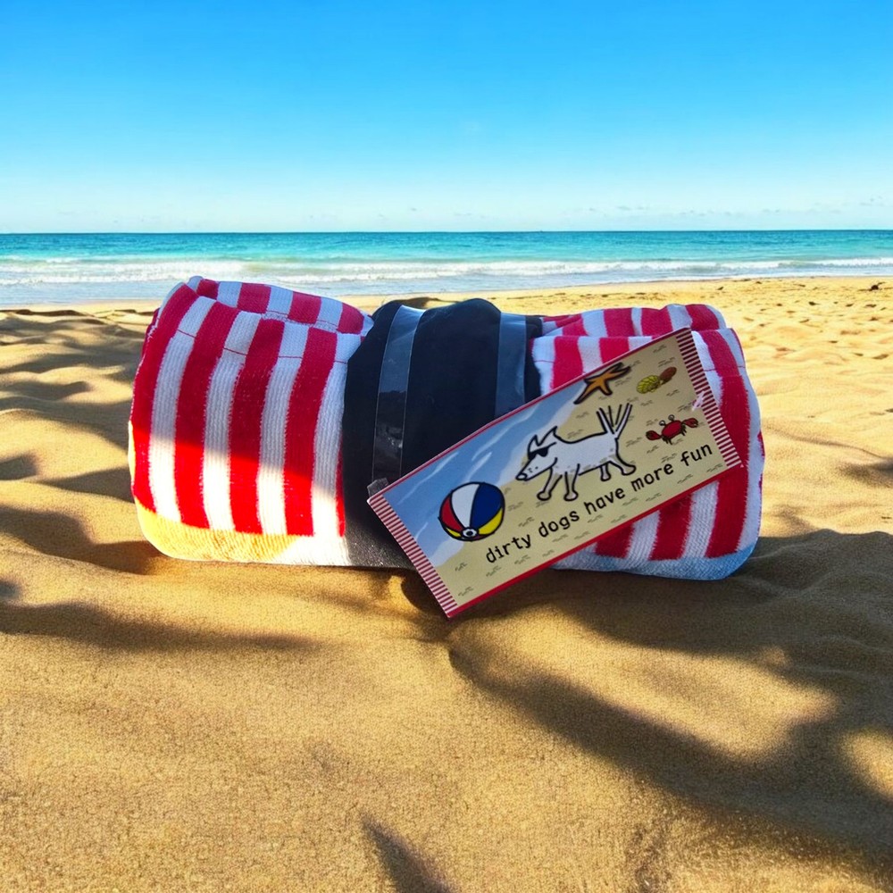 Dirty Dogs Have More Fun Teddy Dog Beach Towel 30x60 Discontinued Style