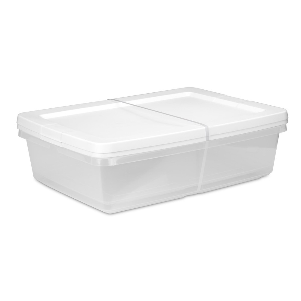 Set of (2) 28 Quart Storage Boxes, Clear Plastic Storage Bin with Snap-on Lid