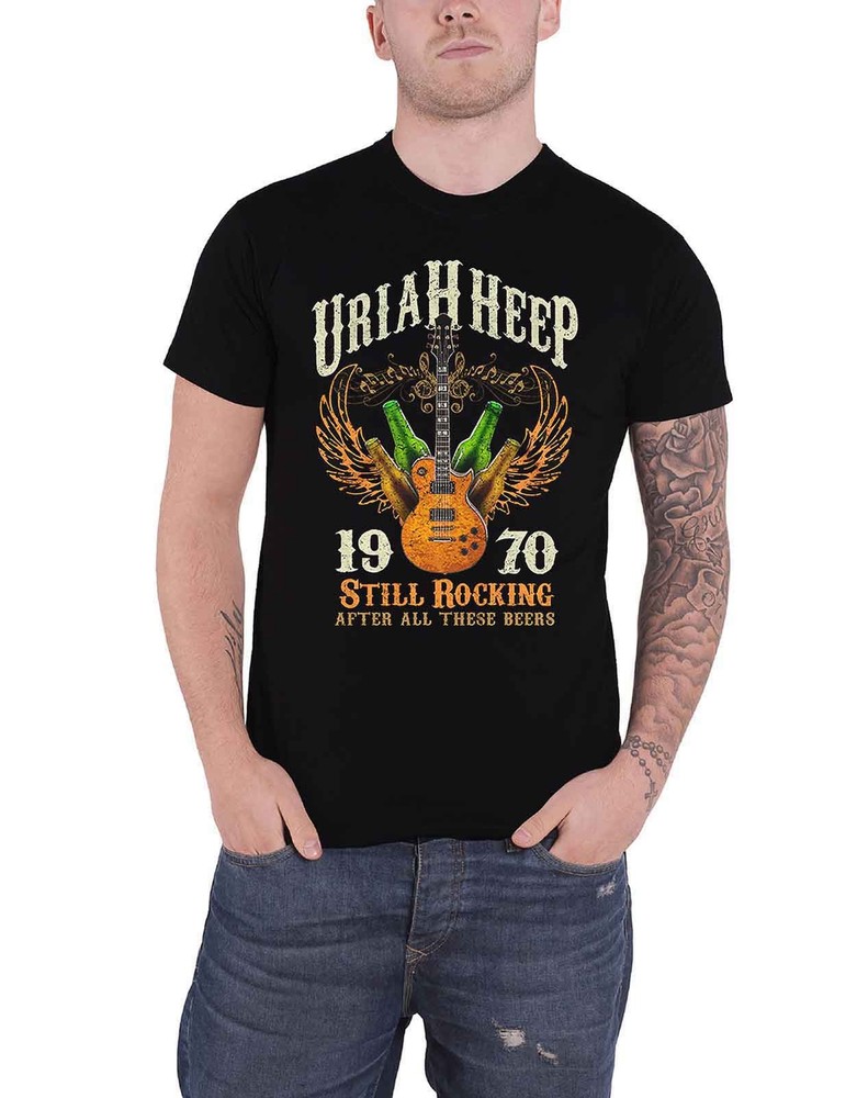 Uriah Heep Official Black Rock Band Logo Men's T-Shirt Still Rocking