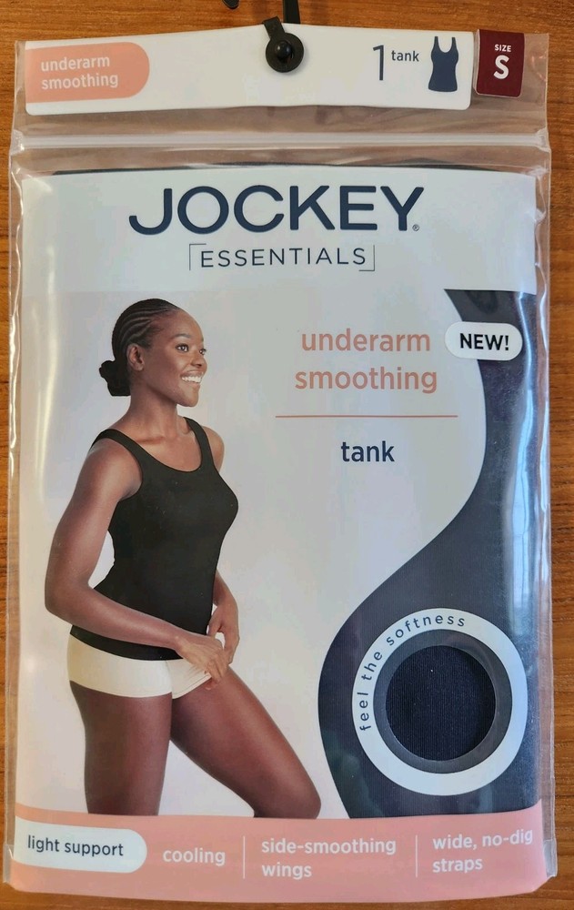 Jockey Essentials Womens SMALL Underarm Smoothing Tank in Black Style 10725