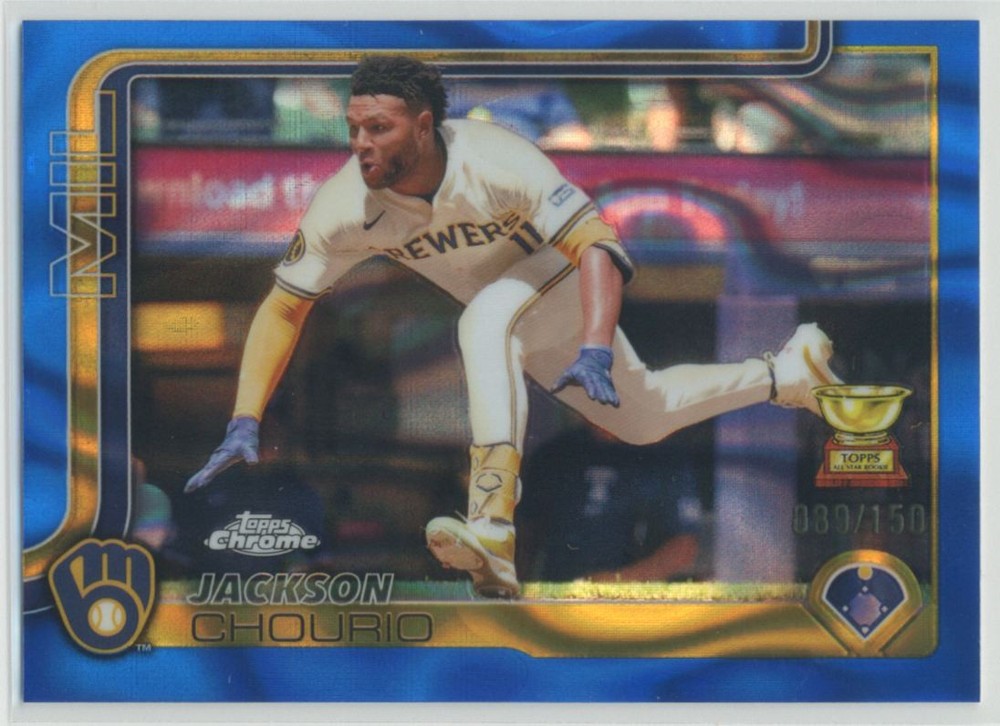 Jackson Chourio 2025 Topps Chrome Rookie Cup Blue Lava Refractor /150 #262