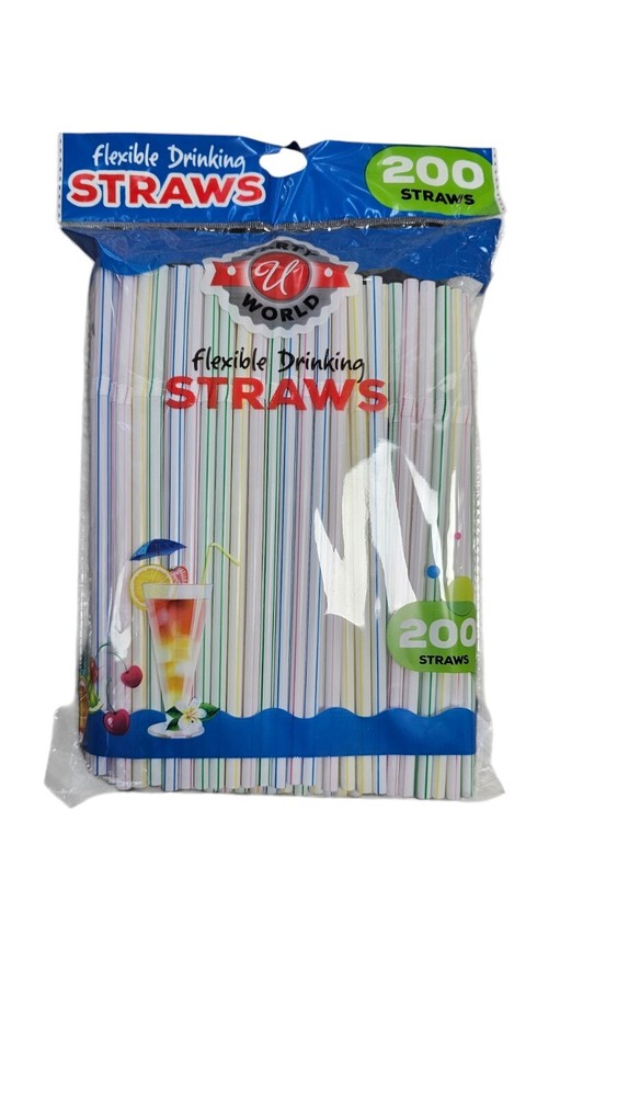 200 Plastic Flexible Drinking Straws FREE S/H