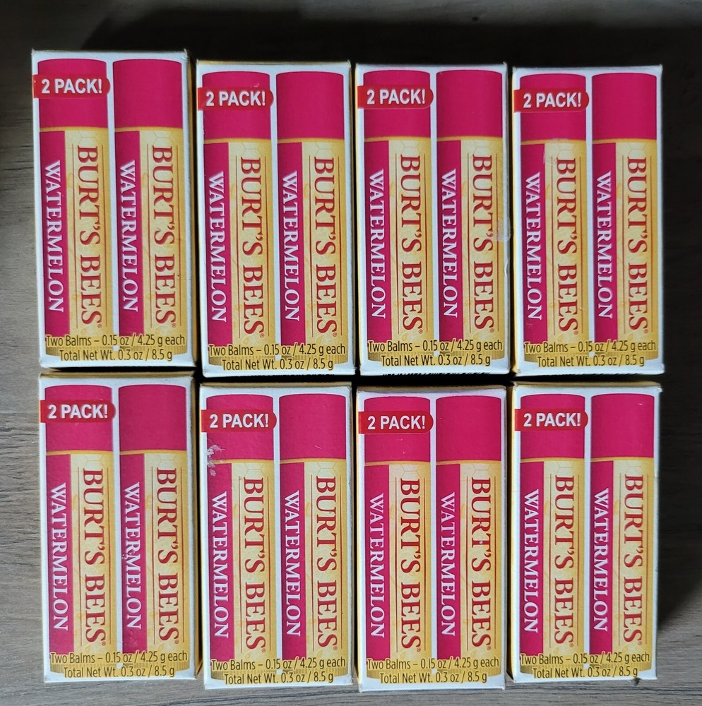 Burt's Bees 8-Pack Lip Balm Set - 2-Count Watermelon for Dry Chapped Lips Hydration