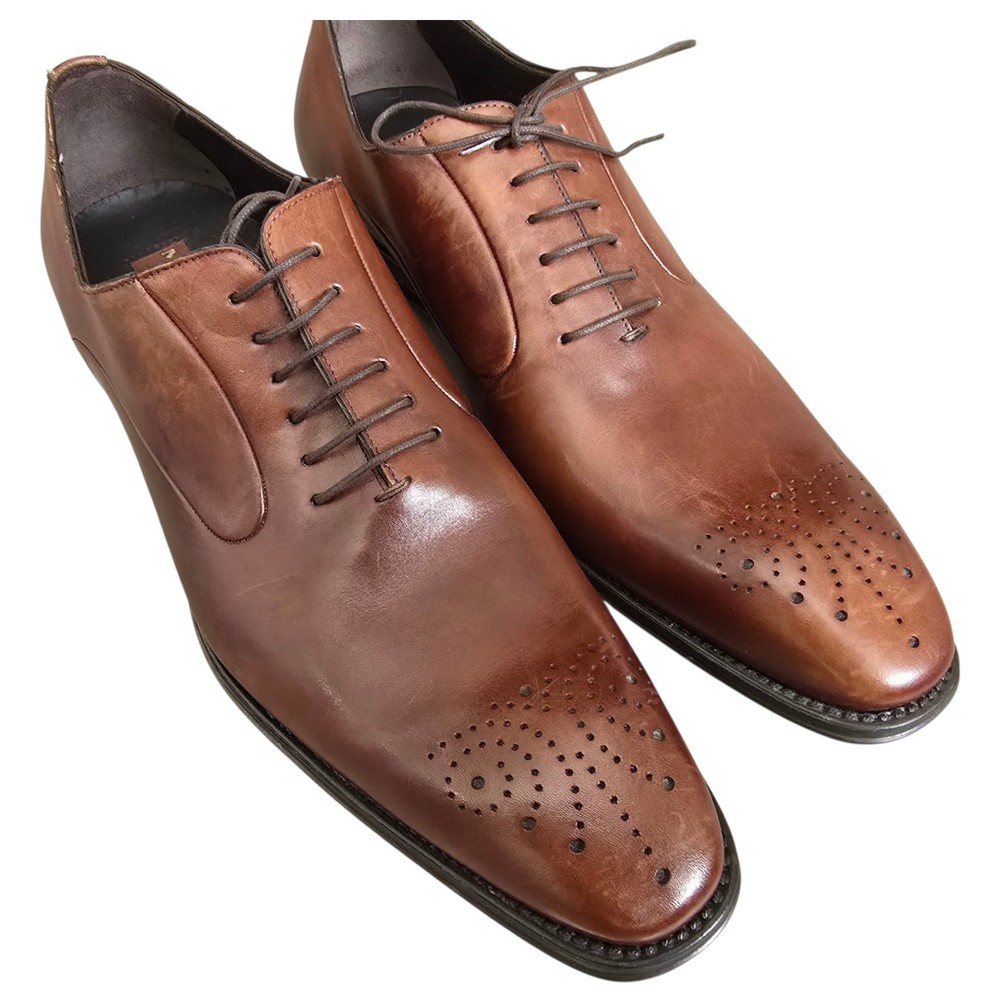 Mezlan Size 13 M Brown Leather  Lace Up Medallion Toe