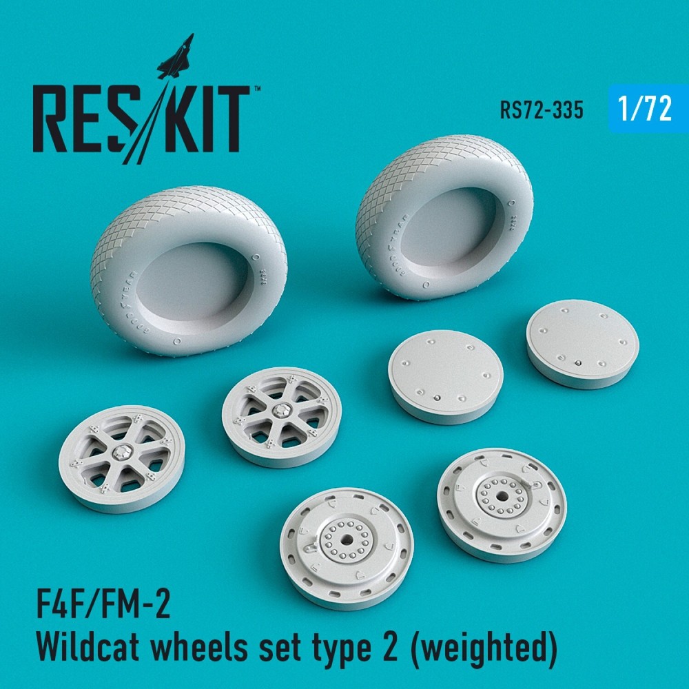 F4F/FM-2 Wildcat Type 2 Weighted Wheels 1:72 ResKit RS72-0335