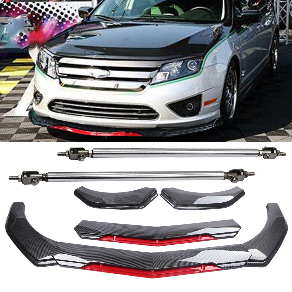 Ford Fusion 06-2020 Carbon Fiber Front Bumper Lip Spoiler Splitter with Strut Rods