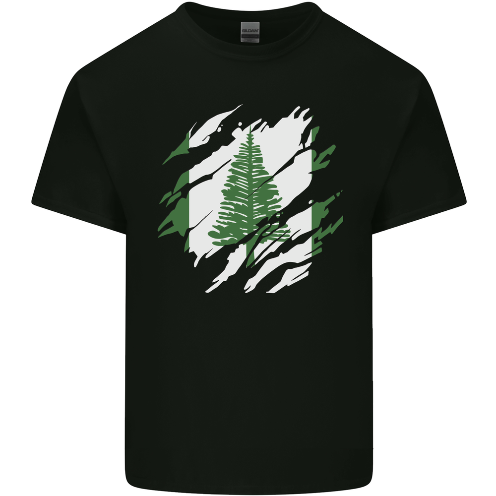 Torn Flag Norfolk Island Mens Cotton T-Shirt Tee Top