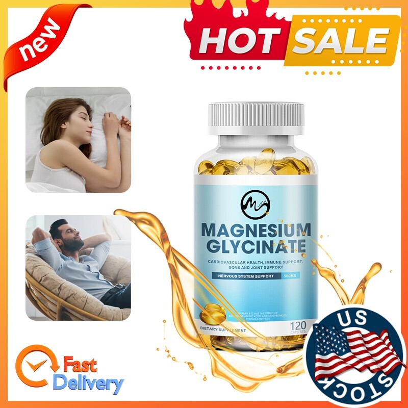 500MG Magnesium Glycinate High Absorption,Improved Sleep,Stress & Anxiety Relief