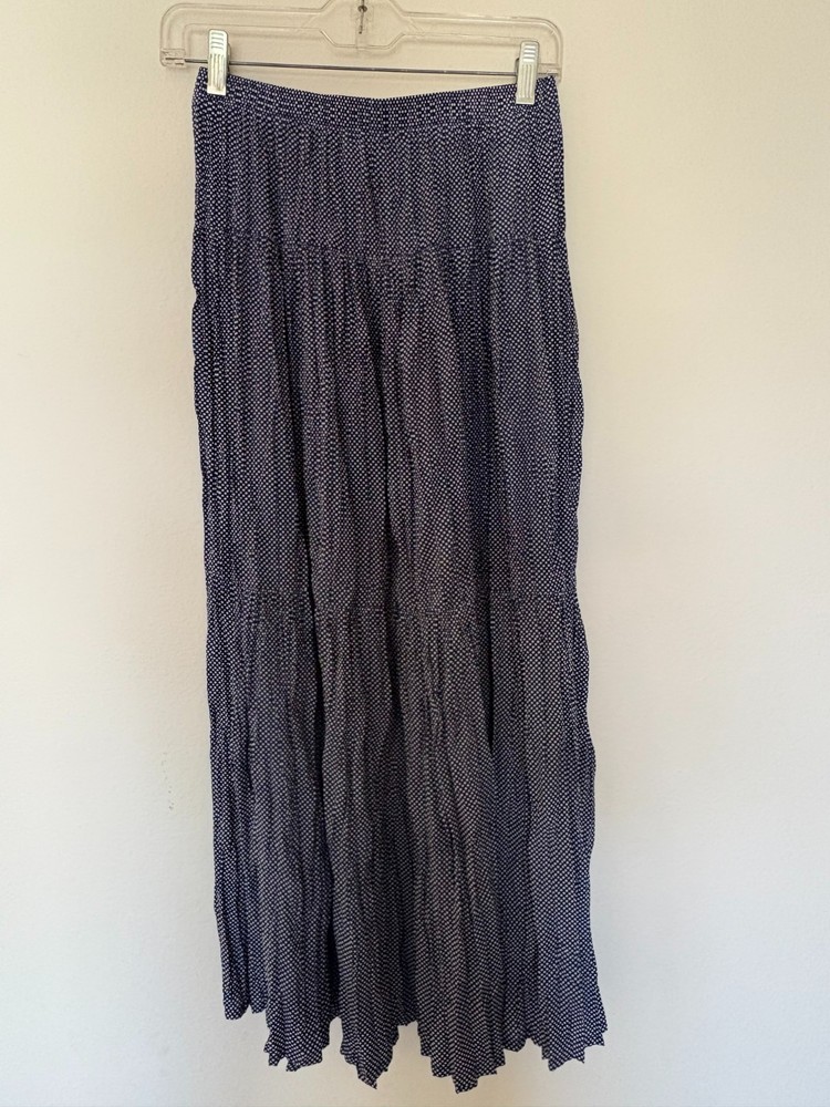 Ines De La Fressange Uniqlo Dark Navy with White Polka dots Pleated Skirt Small