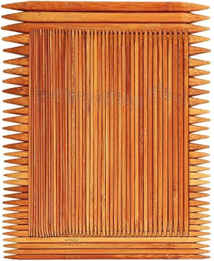 75 Pcs Double Pointed Knitting Needles Set, Carbonized Bamboo Knitting Needles,