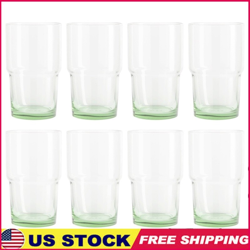Clear Recycled Glassware Set of 8 Dishwasher Safe Stackable Everyday Drinkware