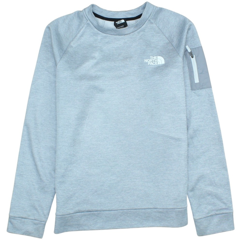 The North Face Womens sweatshirt grey fleece sleeve zip logo crew neck hiking XL