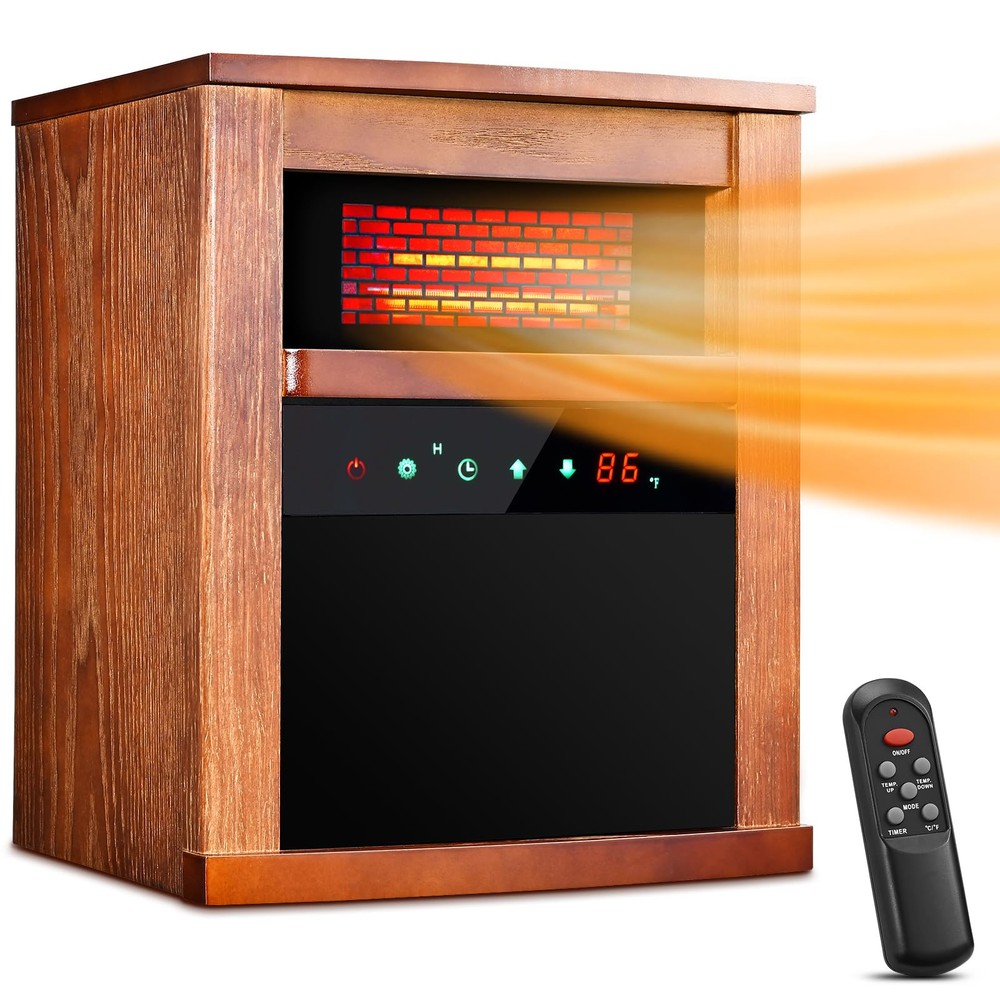 1500W Infrared Electric Space Heater with Remote Control and 3 Modes for Indoor Use