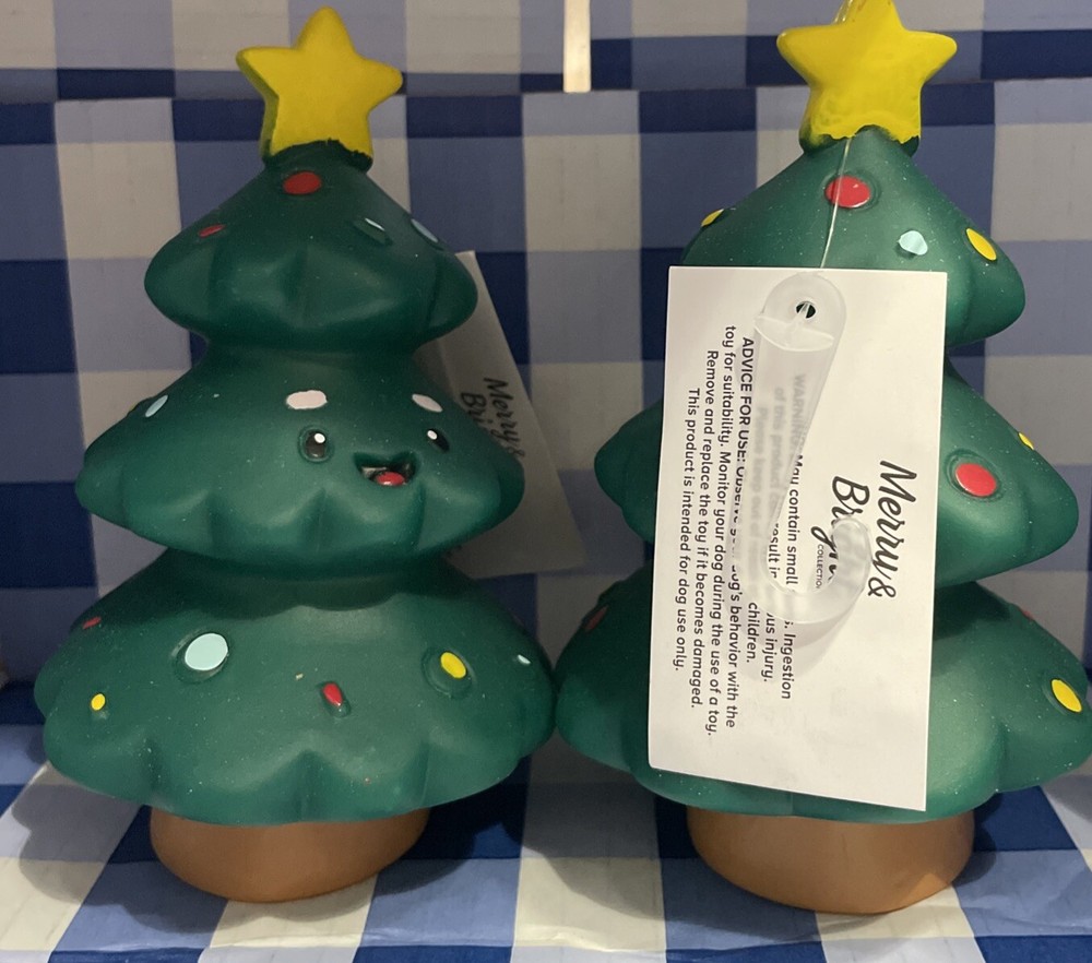 “Christmas Tree” Holiday Vinyl Dog  Squeeze Toy X 2.  Ships Free!!!