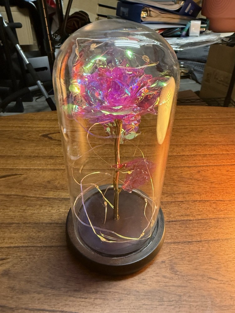 LED Galaxy Rose in Glass Dome – Light-Up Romantic Gift Display