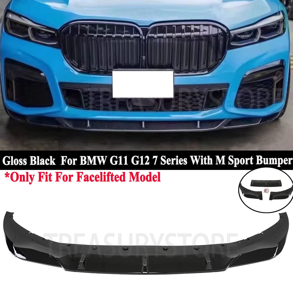 BMW 740i 750i M760i M Sport LCI 19-21 Gloss Black R Style Front Bumper Lip