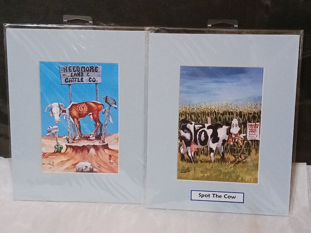 Western Artist Roy Boots Reynolds Cartoon Cowboy 2 8x10 prints Boots Reynolds