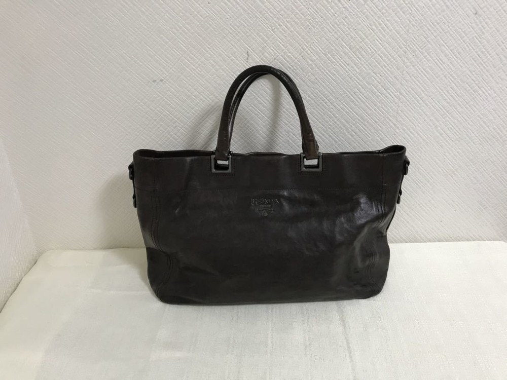 Authentic Prada Large Leather Tote Bag for Business Rare Big Handbag