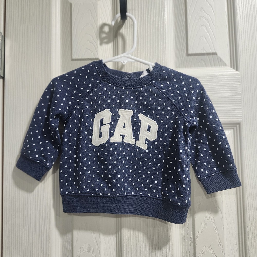 Gap 6-12 Month Blue Polka Dot Sweatshirt With Gap Logo