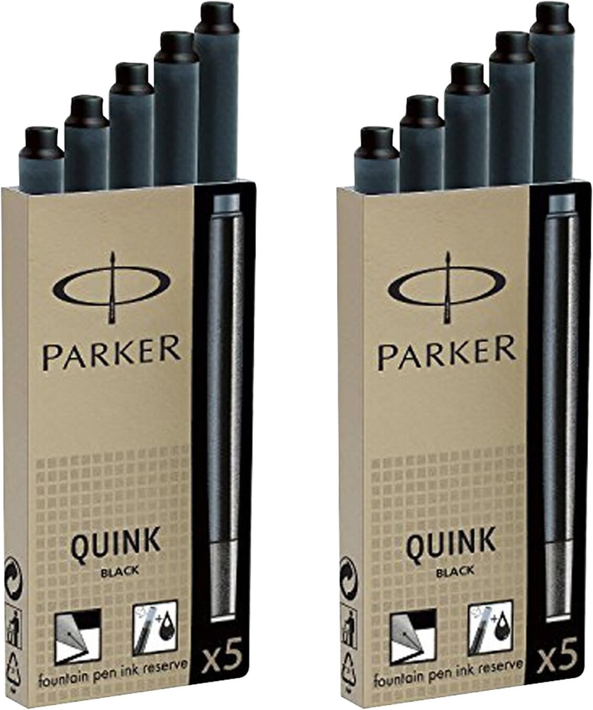 Quink Permanent Ink Fountain Pen Refill Cartridges, 10 Black Ink Refills (301103