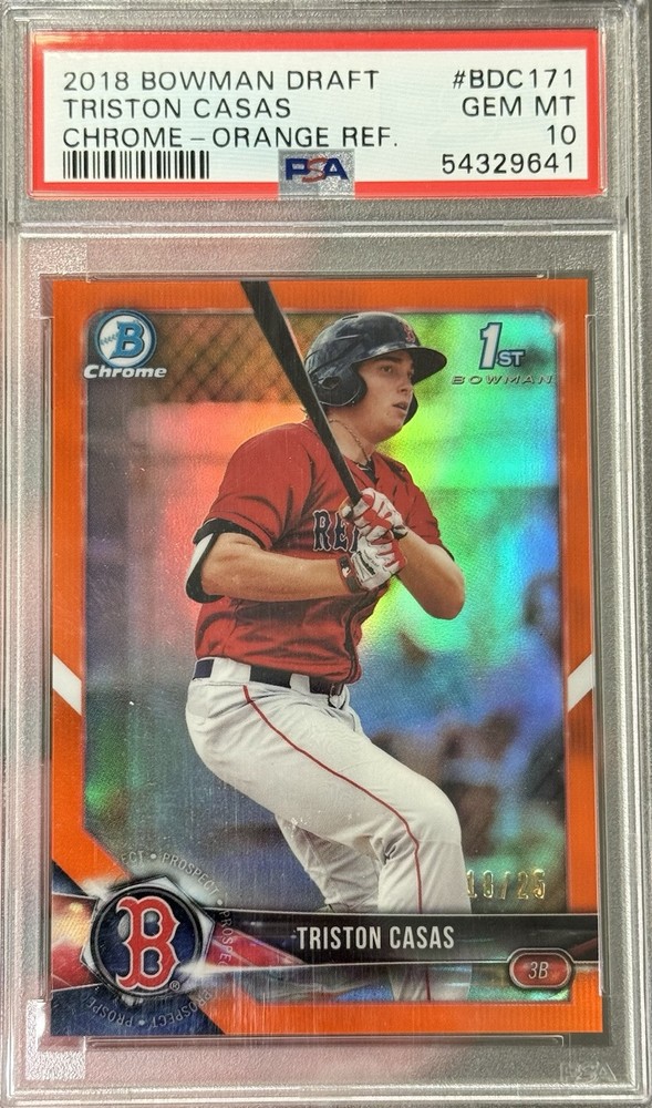 2018 Bowman Chrome Draft TRISTON  CASAS ORANGE REFRACTOR #/25 RC PSA 10