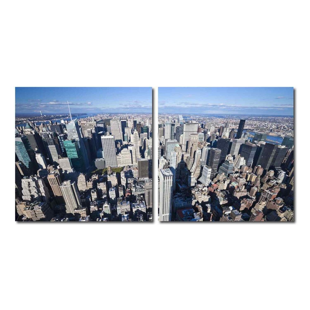 AERIAL MANHATTAN Frameless Canvas Wall Art - Multi Multi Medium
