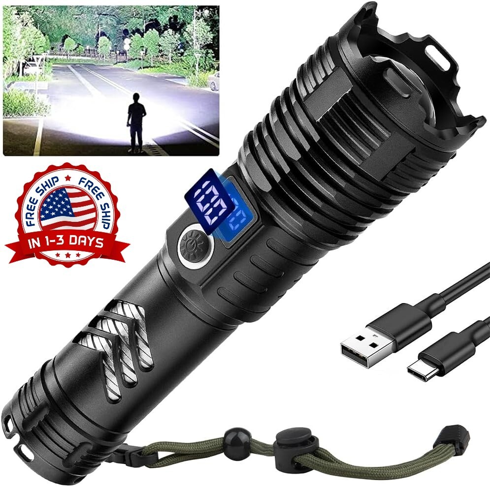 Linternas Recargables De Alto Lúmenes 900,000 Más Brillantes LED Tácticas Light