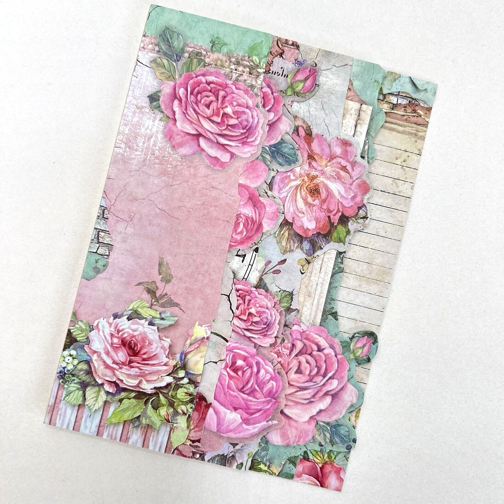 Pink Rose Paper Sheets Die Cut Edge Junk Journal Collage Scrapbooking