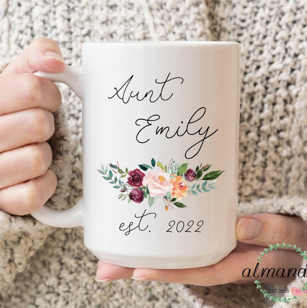 Aunt Est. New Aunt Coffee Mug. Baby Announcement Aunt Gift. Baby Reveal