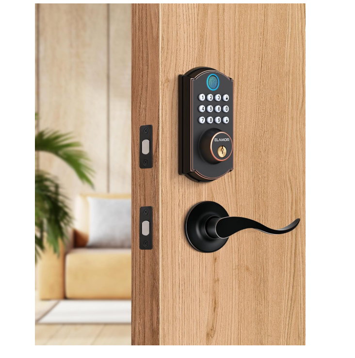 Smart Fingerprint Door Lock with 2 Lever Handles Keyless Automatic Entry