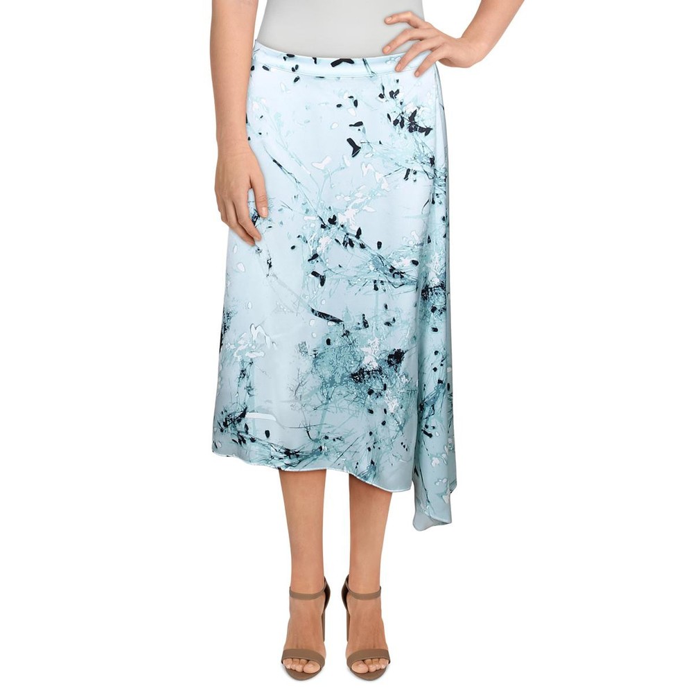 Alfani Womens Blue Printed Asymmetric Wrap A-Line Skirt 4  5166