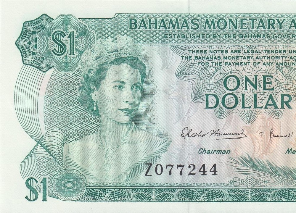 1968 BRITISH COLONY BAHAMAS QEII $1 Replacement Series 