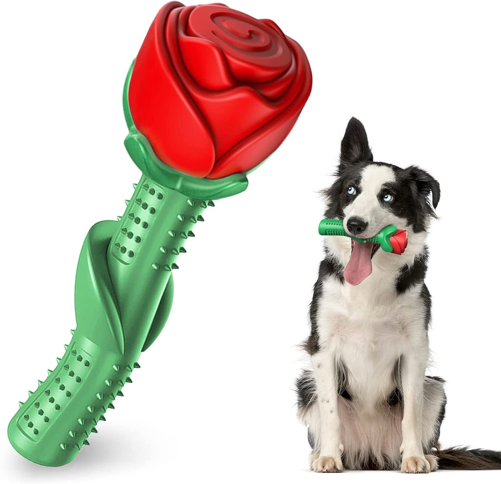 Dog Toys for Aggressive Chewers, Rose Dog Toy for Small Medium Dogs, Interactive
