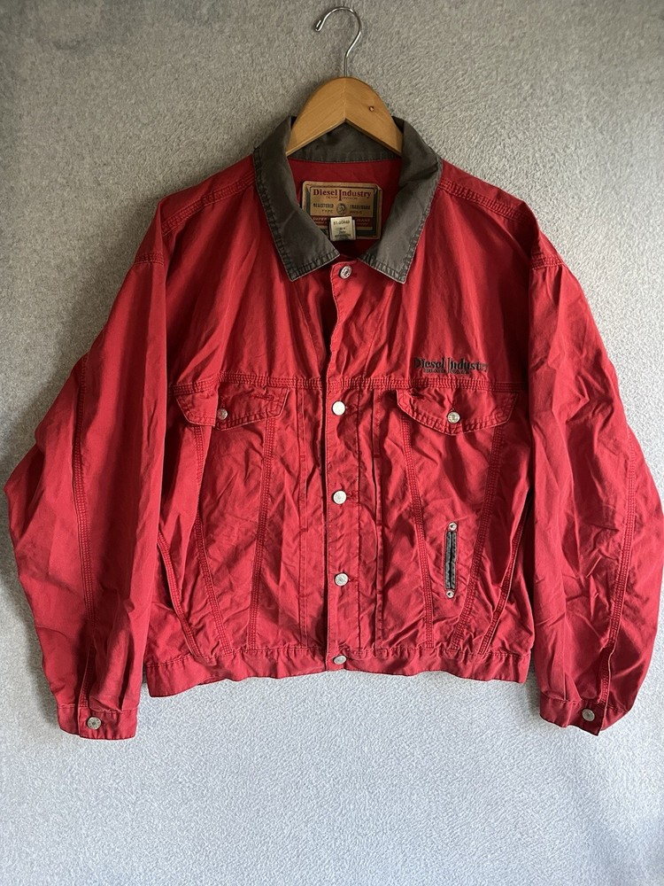 Vintage Diesel Industry Denim Red Jacket Large Made In Italy