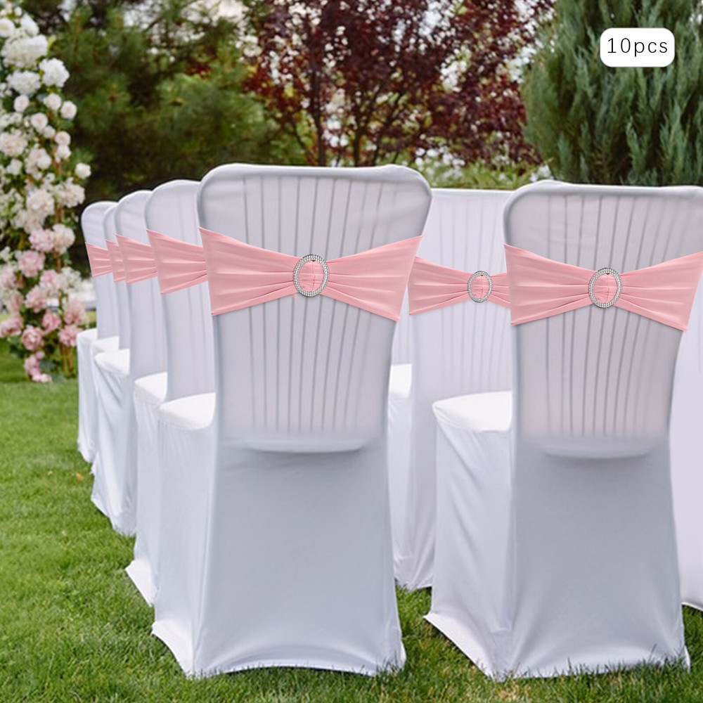 10x Stretch Chair Sashes Bows Royal Pink Sashes Chair Bows for Wedding Reception