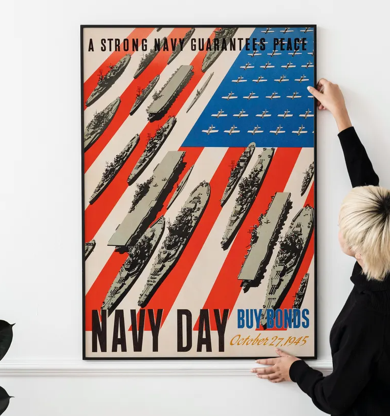 Vintage WW2 Navy Day Propaganda Poster - Classic Military Art