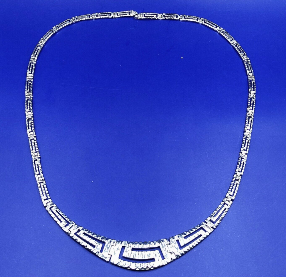 Handmade Sterling Silver 925 Greek Key Link Necklace
