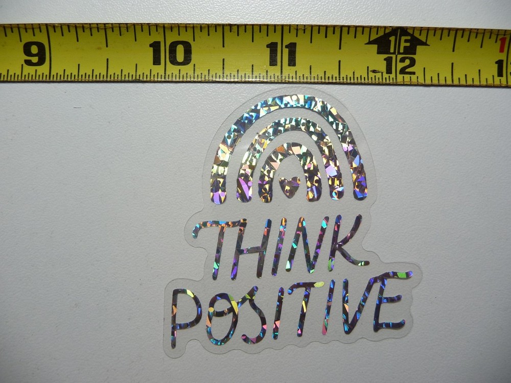 Holographic Rainbow Heart Sticker Motivational Positive Vibes Decal