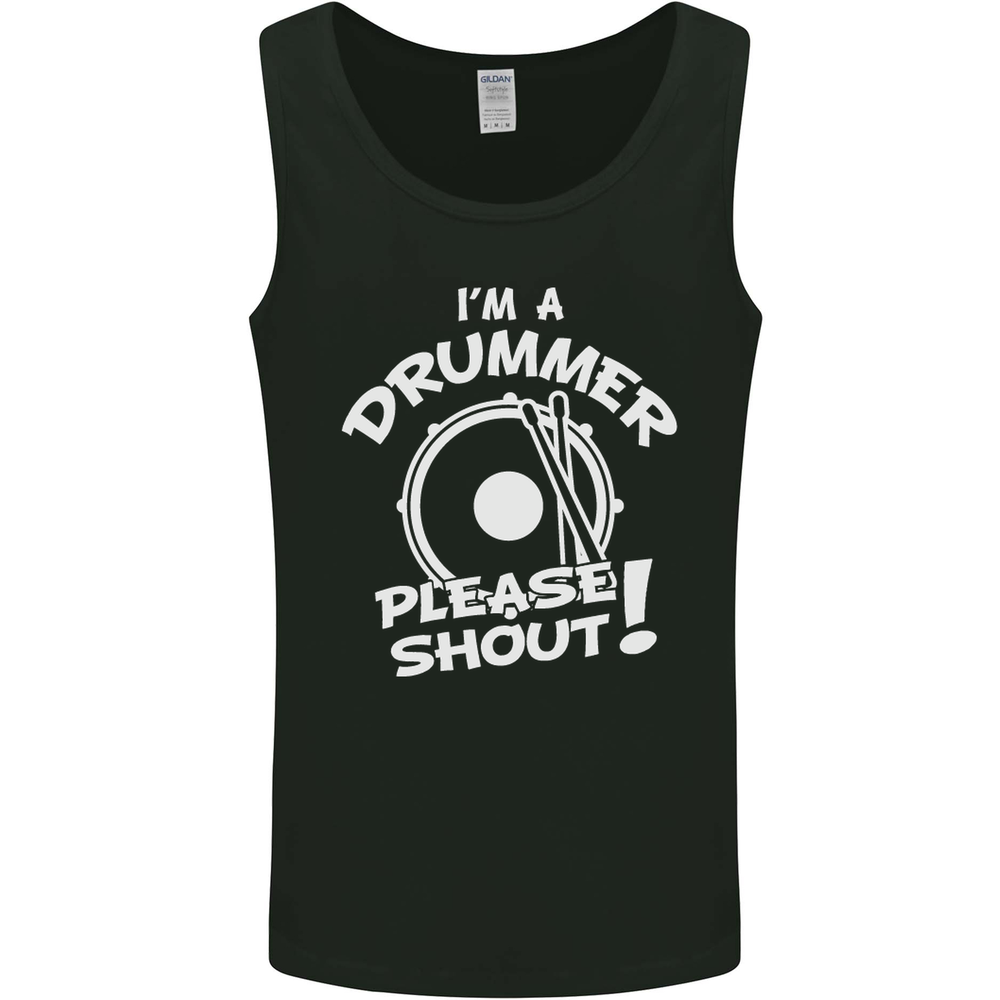 Drumming Im a Drummer Please Shout Funny Mens Vest Tank Top